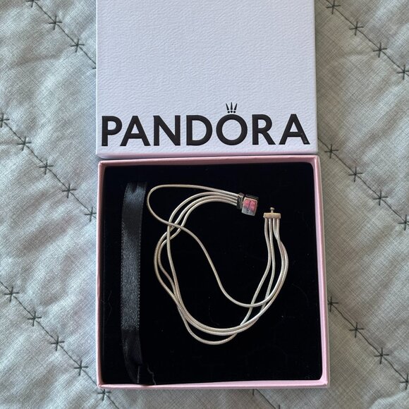 Pandora triple strand 925 sterling silver Bracelet, EUC - Picture 1 of 5